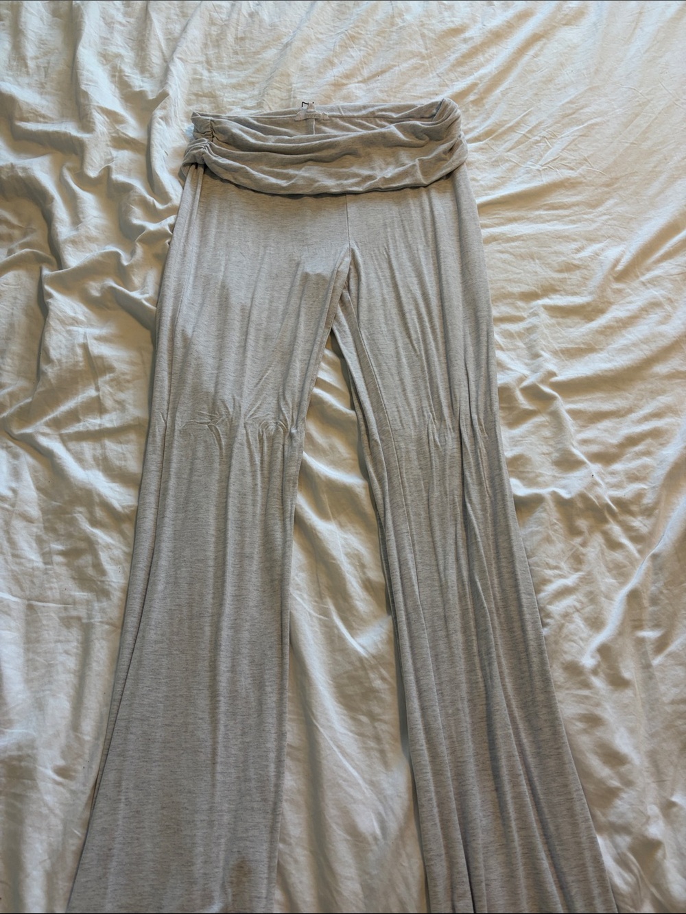 Garage Light Heather Gray Wide Leg Fold-Over Waist Pants